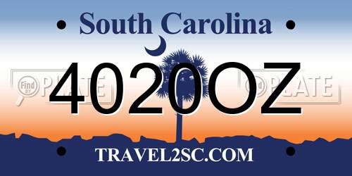 4020OZ South Carolina License Plate