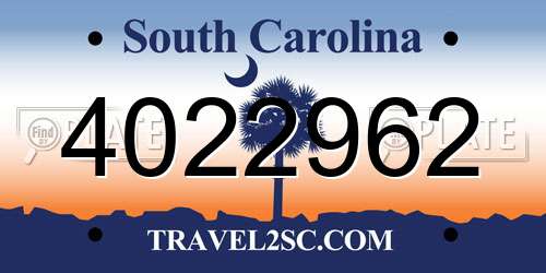 4022962 South Carolina License Plate