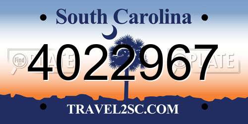 4022967 South Carolina License Plate