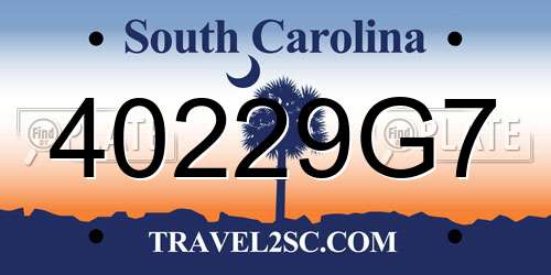40229G7 South Carolina License Plate