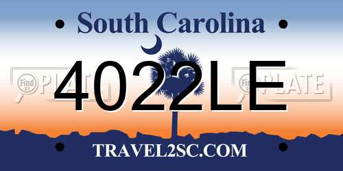 4022LE South Carolina License Plate