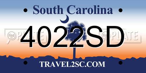 4022SD South Carolina License Plate