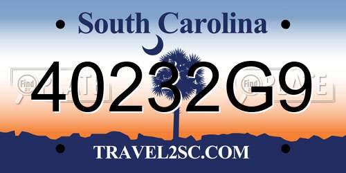 40232G9 South Carolina License Plate