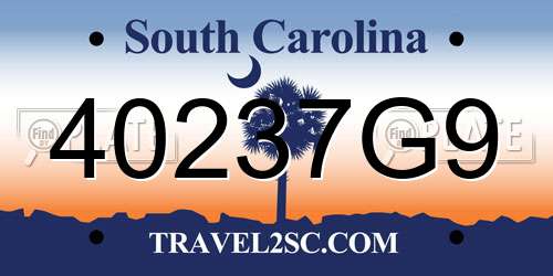 40237G9 South Carolina License Plate