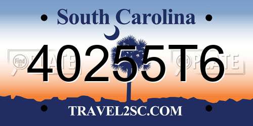 40255T6 South Carolina License Plate