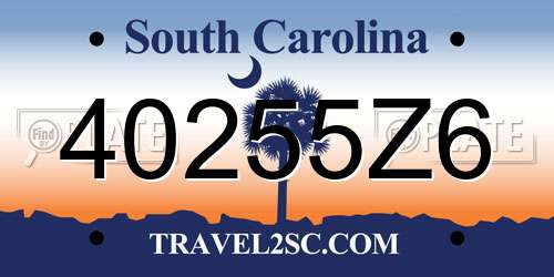 40255Z6 South Carolina License Plate