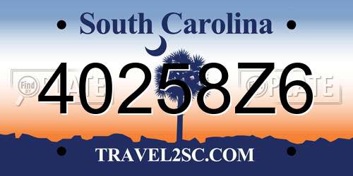 40258Z6 South Carolina License Plate