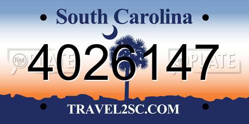 4026147 South Carolina License Plate