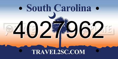 4027962 South Carolina License Plate