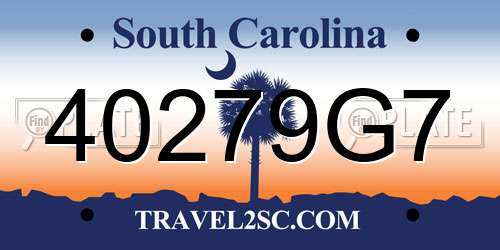 40279G7 South Carolina License Plate