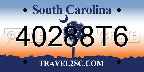 40288T6 South Carolina License Plate