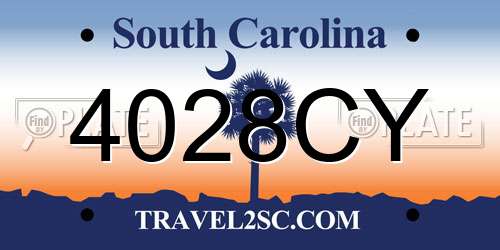 4028CY South Carolina License Plate