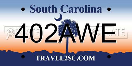 402AWE South Carolina License Plate