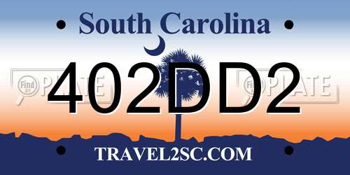 402DD2 South Carolina License Plate
