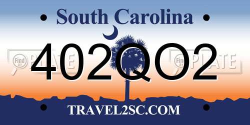 402QO2 South Carolina License Plate