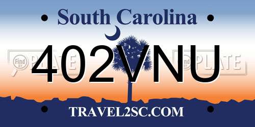 402VNU South Carolina License Plate
