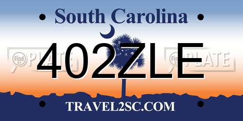 402ZLE South Carolina License Plate