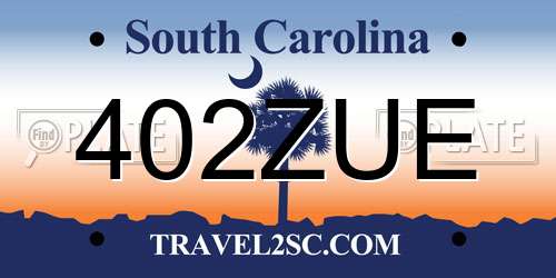 402ZUE South Carolina License Plate