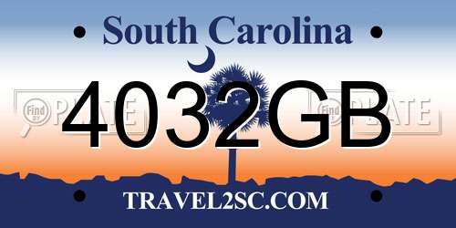 4032GB South Carolina License Plate