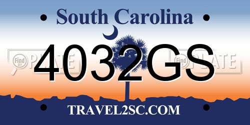 4032GS South Carolina License Plate
