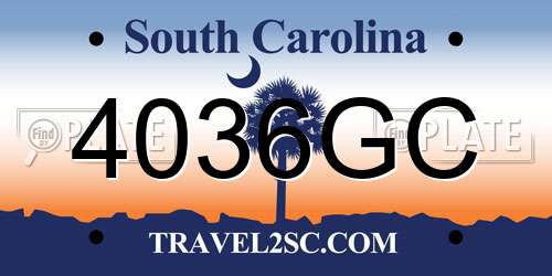 4036GC South Carolina License Plate