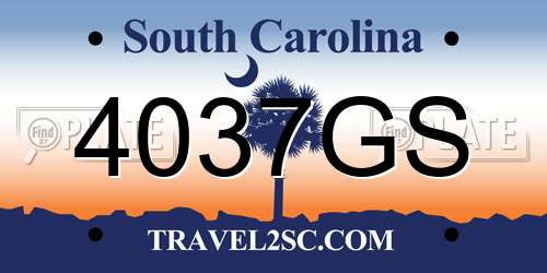 4037GS South Carolina License Plate