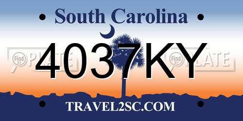 4037KY South Carolina License Plate