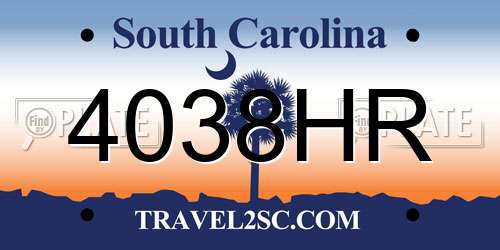 4038HR South Carolina License Plate