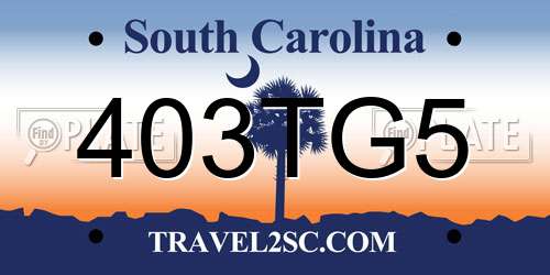 403TG5 South Carolina License Plate