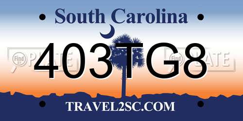 403TG8 South Carolina License Plate
