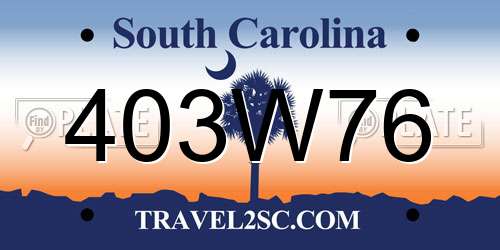 403W76 South Carolina License Plate