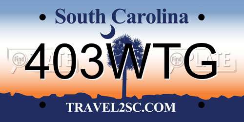 403WTG South Carolina License Plate