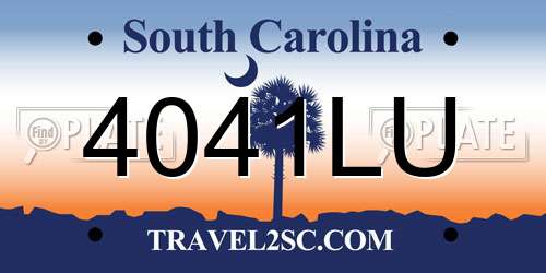 4041LU South Carolina License Plate
