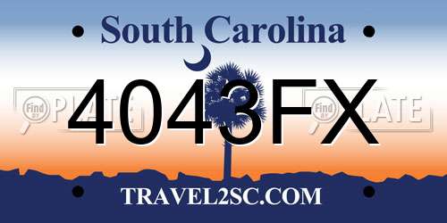 4043FX South Carolina License Plate
