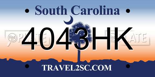 4043HK South Carolina License Plate