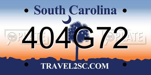 404G72 South Carolina License Plate
