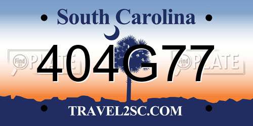 404G77 South Carolina License Plate