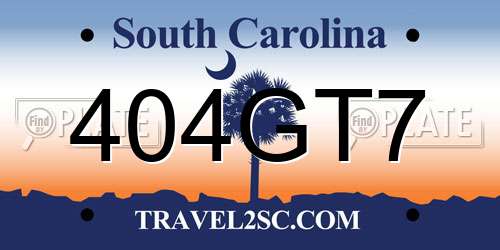 404GT7 South Carolina License Plate