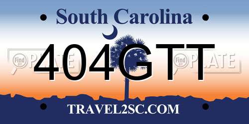404GTT South Carolina License Plate