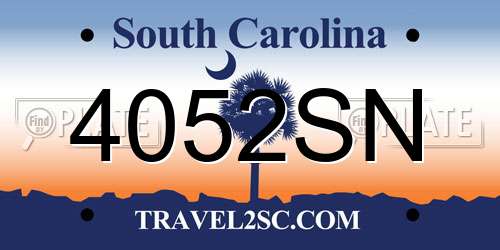 4052SN South Carolina License Plate