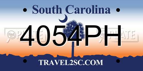 4054PH South Carolina License Plate