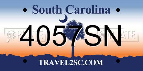 4057SN South Carolina License Plate