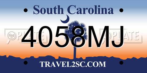 4058MJ South Carolina License Plate