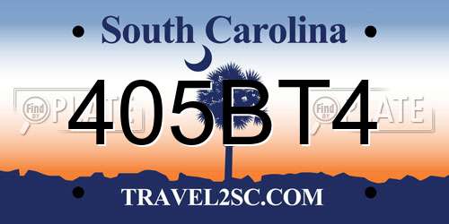 405BT4 South Carolina License Plate