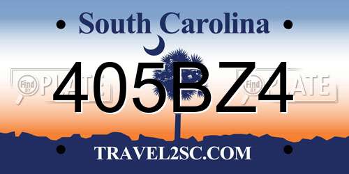 405BZ4 South Carolina License Plate