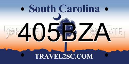 405BZA South Carolina License Plate
