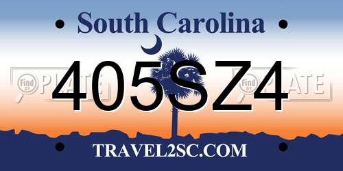 405SZ4 South Carolina License Plate