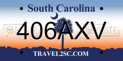 406AXV South Carolina License Plate