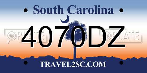 4070DZ South Carolina License Plate