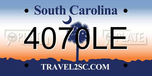 4070LE South Carolina License Plate